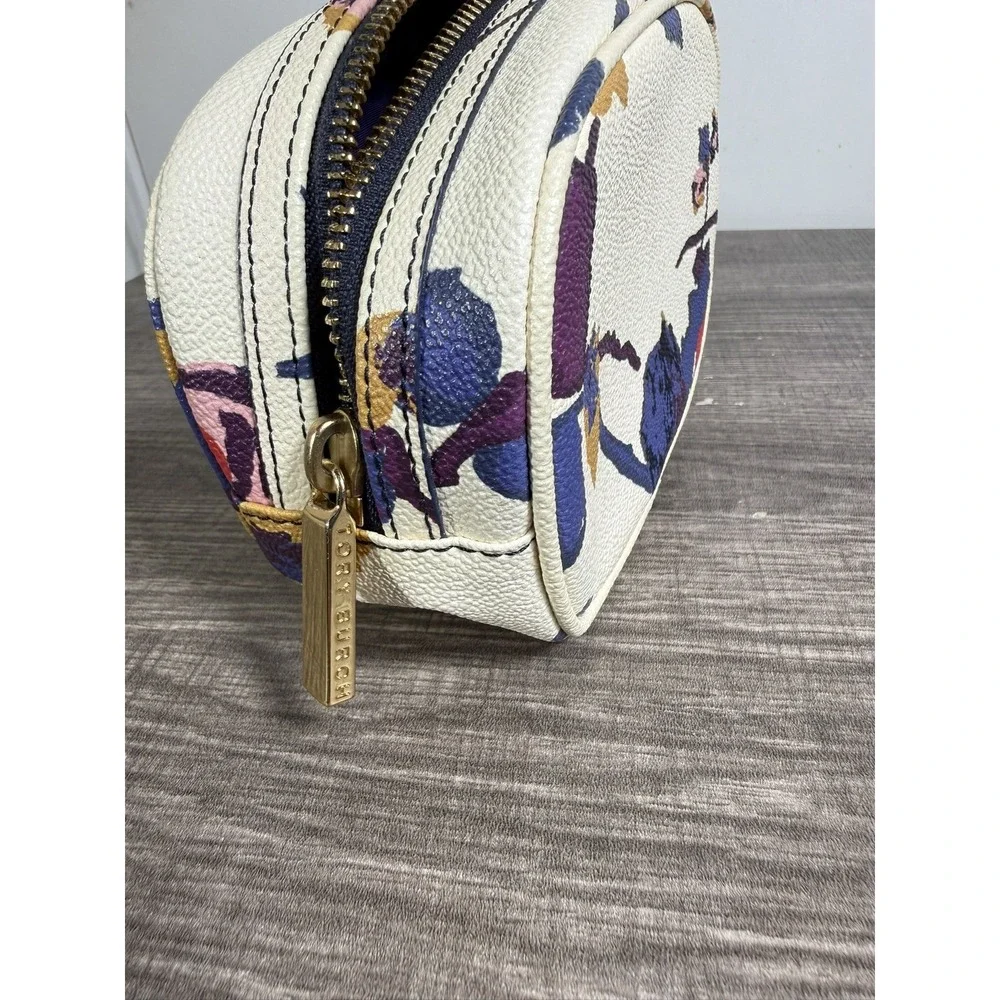 TORY BURCH Floral Oval Makeup Cosmetics Bag Pouch Case 6x4x3.5